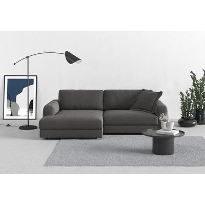 Ecksofa TRENDMANUFAKTUR "Bourbon, Designsofa mit tollem Sitzkomfort, L-Form", grau (beluga), B:250cm H:84cm T:176cm, 100% Polyester, Sofas, extra tiefe Sitzfläche, wahlweise mit Sitztiefenverstellung Image