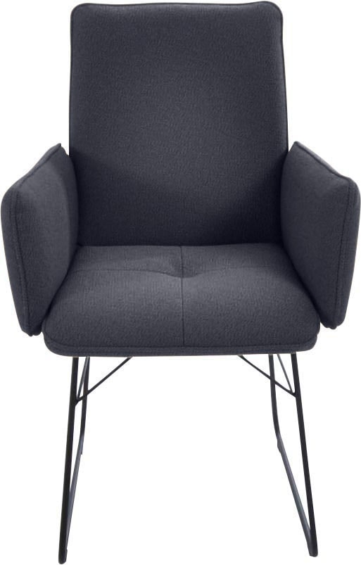 Armlehnstuhl K+W KOMFORT & WOHNEN, blau (marine, schwarz), B:61cm H:91cm T:62cm, Stühle, Drahtkufengestell in Metall schwarz, Griff am Rücken, Steppung im Sitz Image