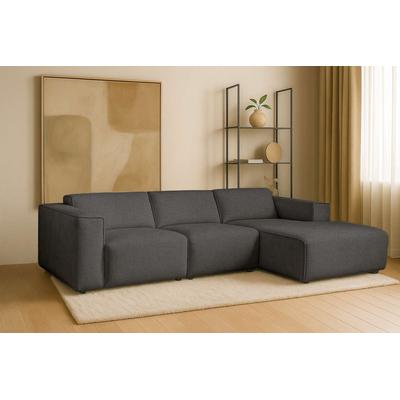 Ecksofa ANDAS "Noord", grau (anthrazit), B:281cm H:71cm T:161cm, 100% PES, Sofas, L-Form, mit Kedernaht, Breite 281 cm, Cord, Struktur, Webstoff Image