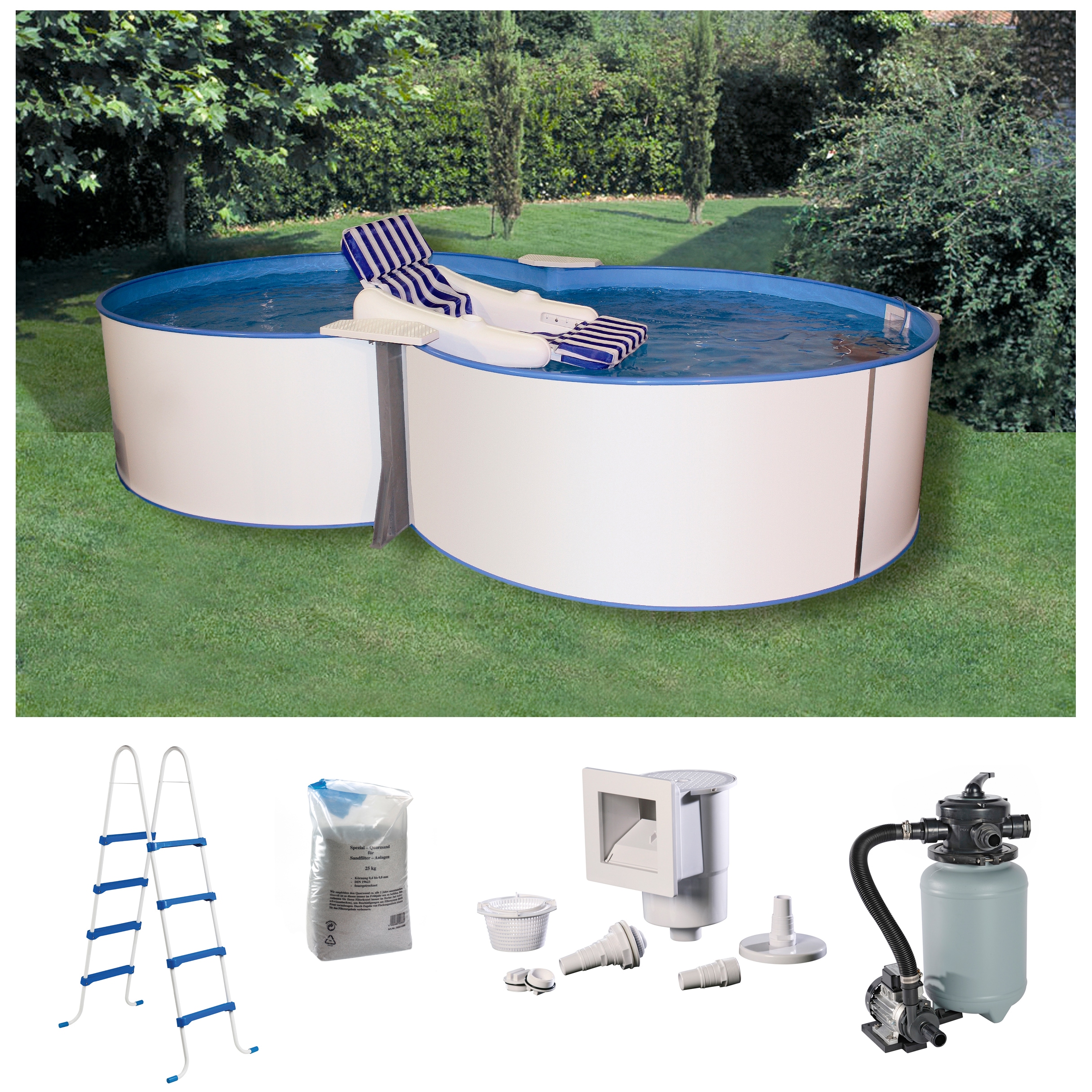 Achtformpool MY POOL BWT "JOY", weiß, B:250cm H:110cm L:432cm, Schwimmbecken, in verschiedenen Größen Image