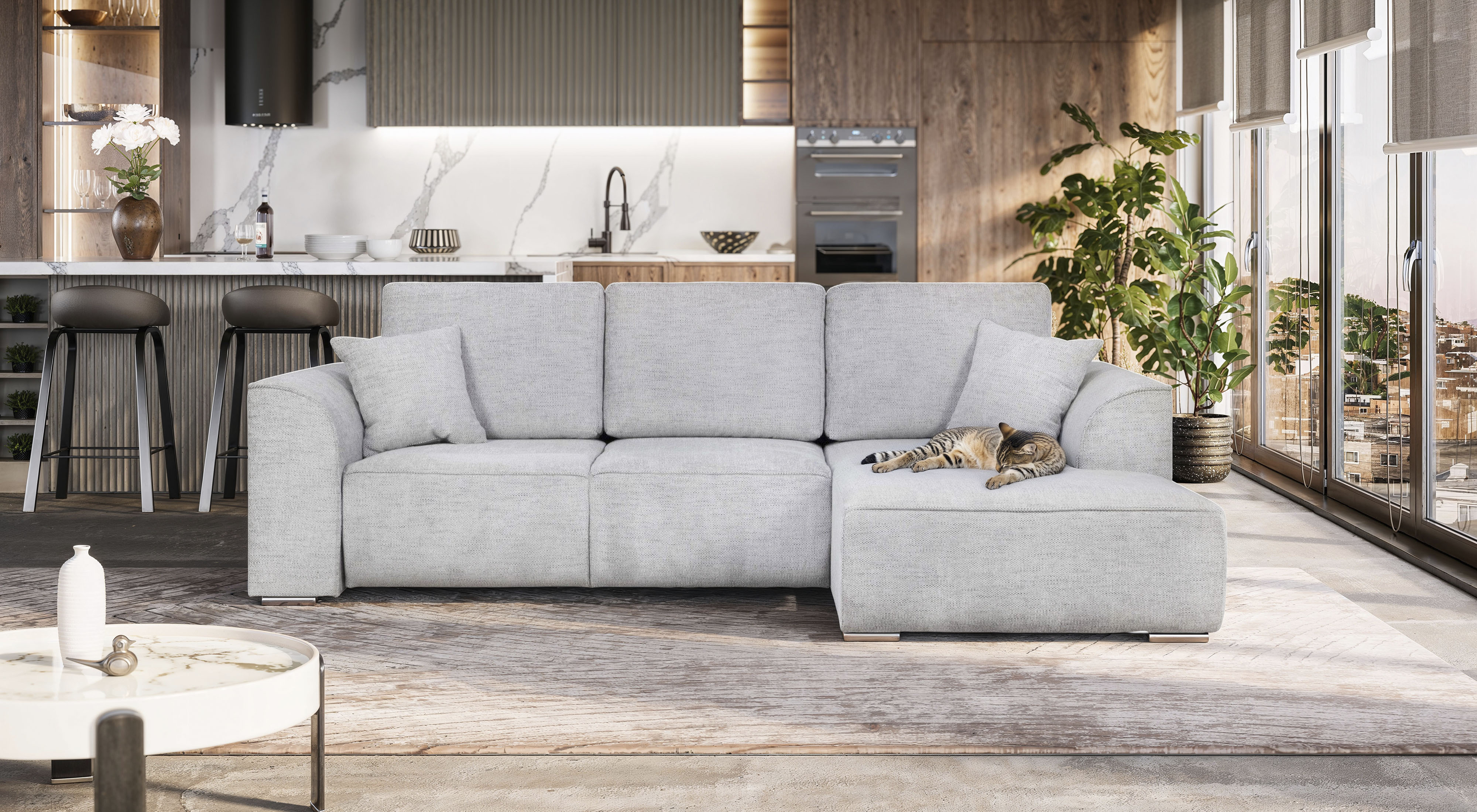 OTTO home "BEATRICE optionale Schlafsofa mit Bettkasten, B/T/H: 265/170/86 cm" L-Form, wahlweise auch mit Bettfunktion und Bettkasten