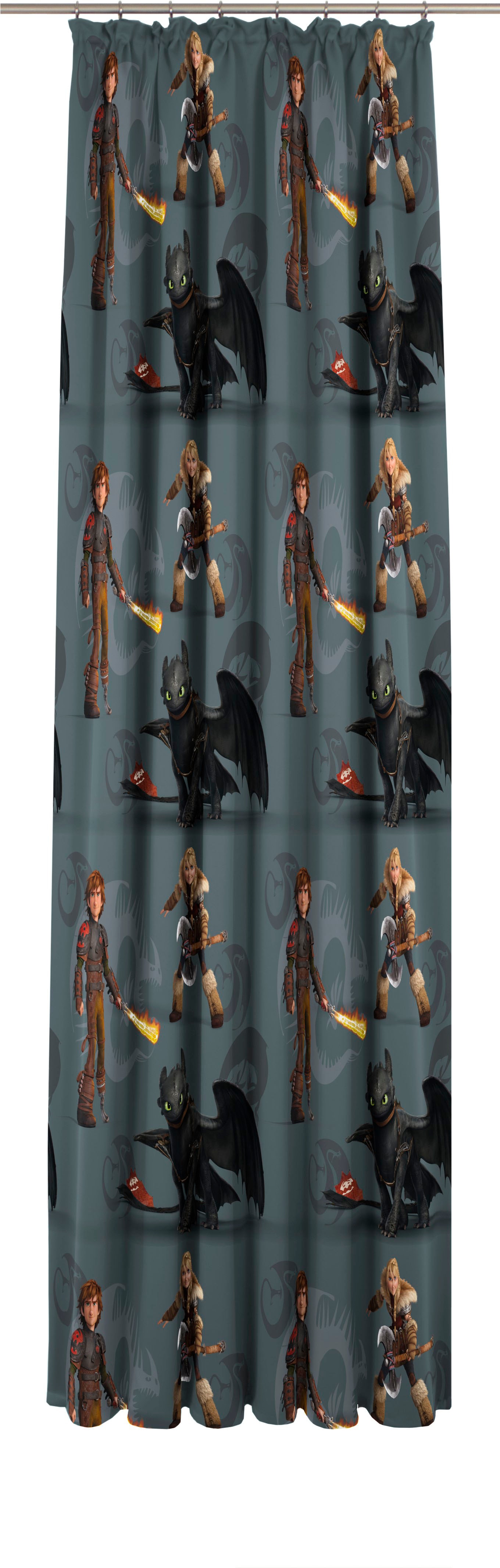 Vorhang WIRTH "Dragons" Gr. 2, grau, B:142cm H:175cm, Satin, Polyester, Gardinen, Universal Pictures Image