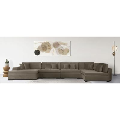 Wohnlandschaft "Skara XXL U-Form", grau (taupe), B:510cm H:86cm T:250cm, 100% Polyester, GUIDO MARIA KRETSCHMER HOME & LIVING, Sofas, Lounge-Sofa XXL mit Federkern-Polsterung, in vielen Bezugsvarianten Image