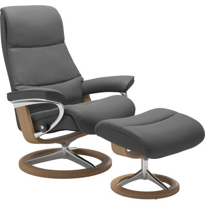 Relaxsessel STRESSLESS "View", grau (grau batick), B:82cm H:109cm T:81cm, Leder BATICK: BATICK ist ein leicht korrigiertes, durchgefärbtes und genarbtes Möbelleder, bei dem die meisten Unebenheiten und Spuren in der Regel entfernt wurden., Leder... Image