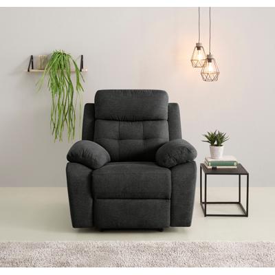 Relaxsessel HOME AFFAIRE "Lannilis mit Liegefunktion, Fernsehsessel", grau (anthrazit), B:97cm H:100cm T:92cm, Webstoff 95% Polyester 5% Nylon, Sessel, mit manueller und elektrischer Relaxfunktion, anthrazit Image