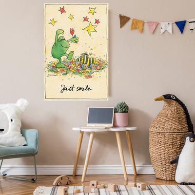 Leinwandbild LUCKYLINDE "Der Froch - Just Smile", bunt (farbe bild(er): bunt), B:60cm H:90cm T:2cm, Canvas, Holzrahmen, Bilder, Exklusive JANOSCH Kindermotive Image