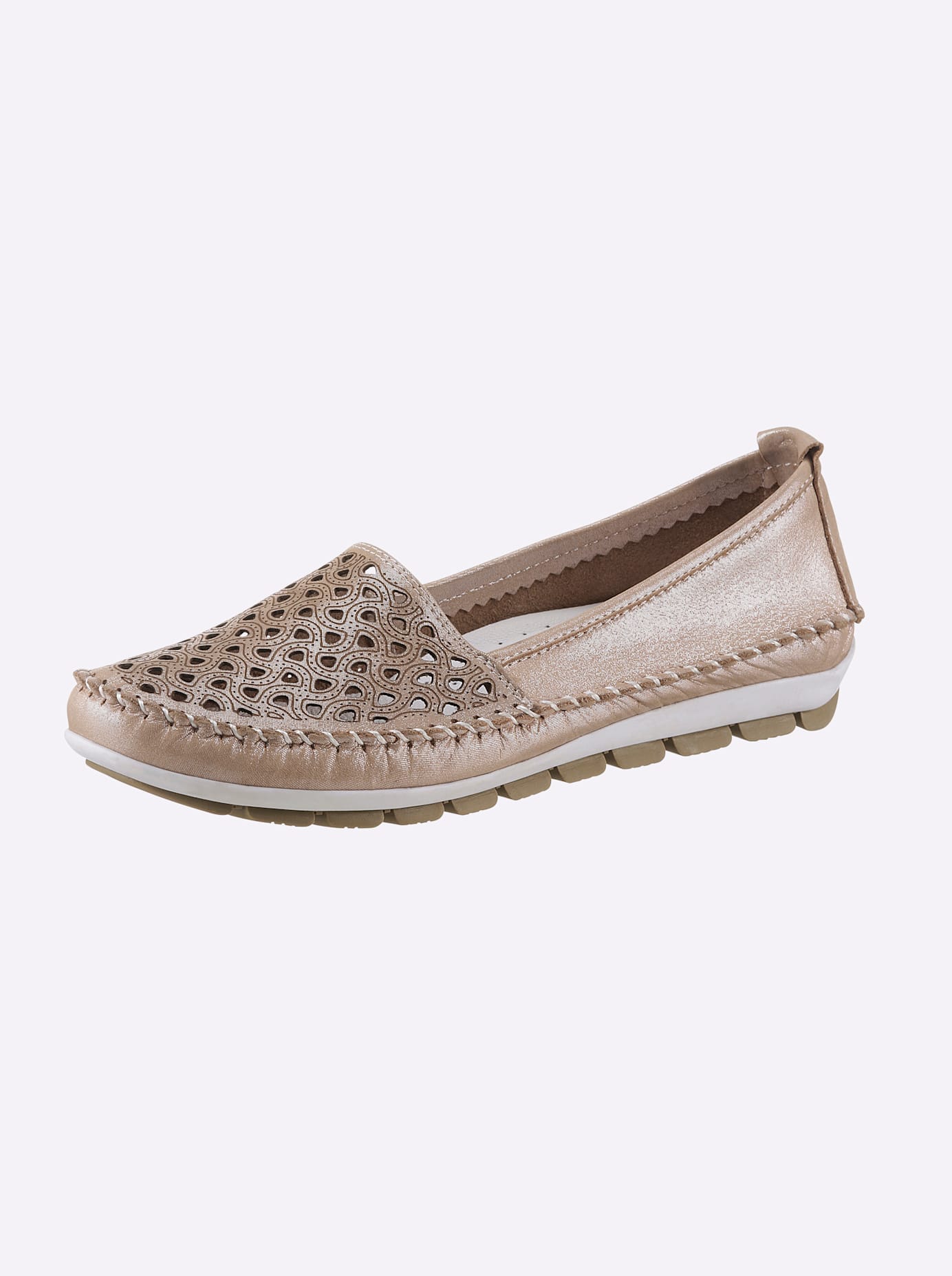 Slipper GEMINI, Damen, Gr. 36, beige (puder, meliert), Glattleder, Schuhe Slipper