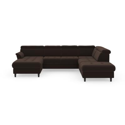 Wohnlandschaft SIT & MORE "Marano U-Form", braun (espresso), B:304cm T:216cm, 98% Polyester, 2% Polyamid, Sofas, inklusive Kopfteilverstellung, wahlweise mit Bettfunktion, Bettkasten Image
