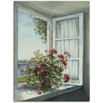 Wandbild ARTLAND "Geranien am Fenster", weiß (farbe bild(er): weiß), B:30cm H:40cm, Bilder, als Alubild, Outdoorbild, Leinwandbild, Poster, Wandaufkleber Image