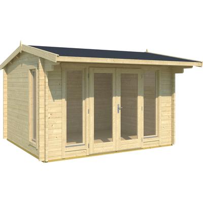 Gartenhaus LASITA MAJA "JUBILEE", beige (naturbelassen), Fußboden im Gartenhaus, Massivholzdach, Holzwerkstoff, Gartenhäuser Image