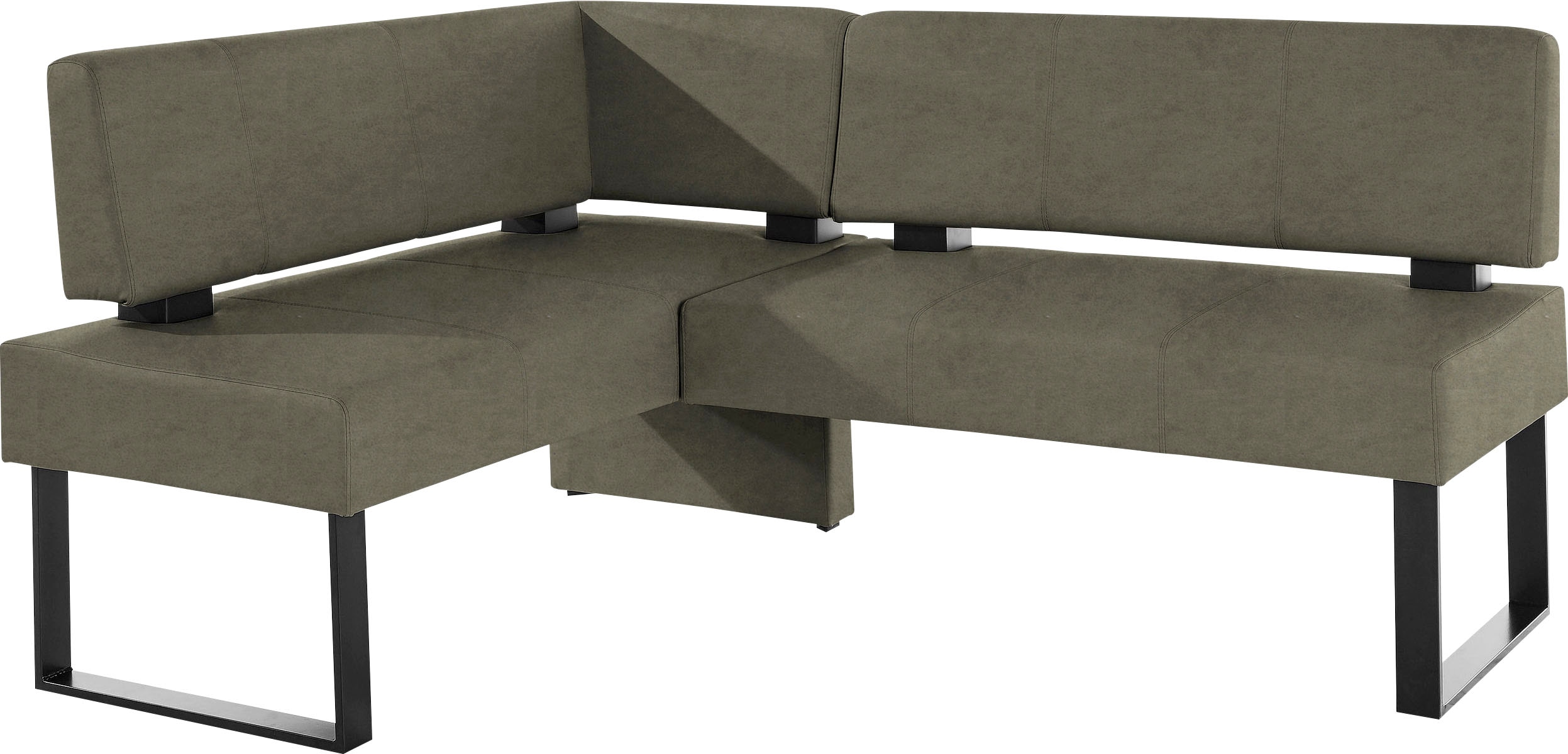 Eckbank HOME AFFAIRE "Oliver mit Metallgestell, Küchenbank", grün (khakifarben (arizona 4421), schwarz), B:220cm H:89cm T:160cm, Holzwerkstoff, Massivholz, Polyester, Sitzbänke, verschiedene Bezüge Cord Esszimmerbank OTTOs Choice