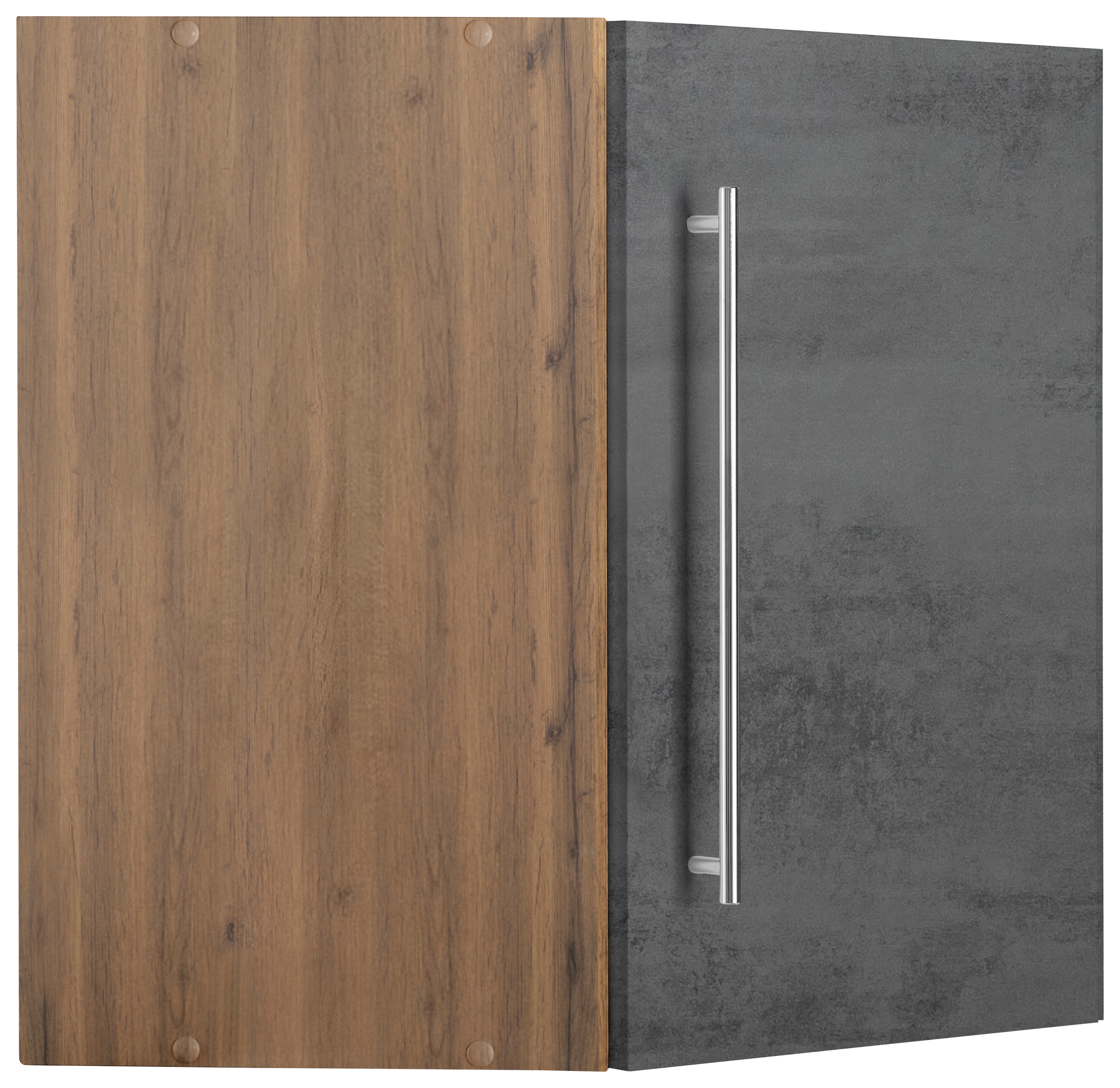 Eckhängeschrank KOCHSTATION "KS-Samos", grau (beton oxid, wotaneichefarben), B:60cm H:57cm T:34cm, Schränke, Eckhängeschrank, mit Metallgriff Image