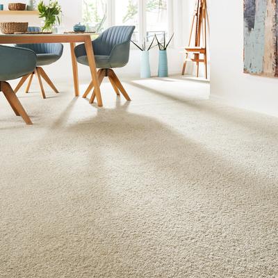 Teppichboden ANDIAMO "Verona, Velours, Made in Belgium", beige (hellbeige), B:500cm H:6mm L:300cm, Kunstfaser, Teppiche, Uni Farben, Breite 400 cm oder 500 cm, strapazierfähig, pflegeleicht Image