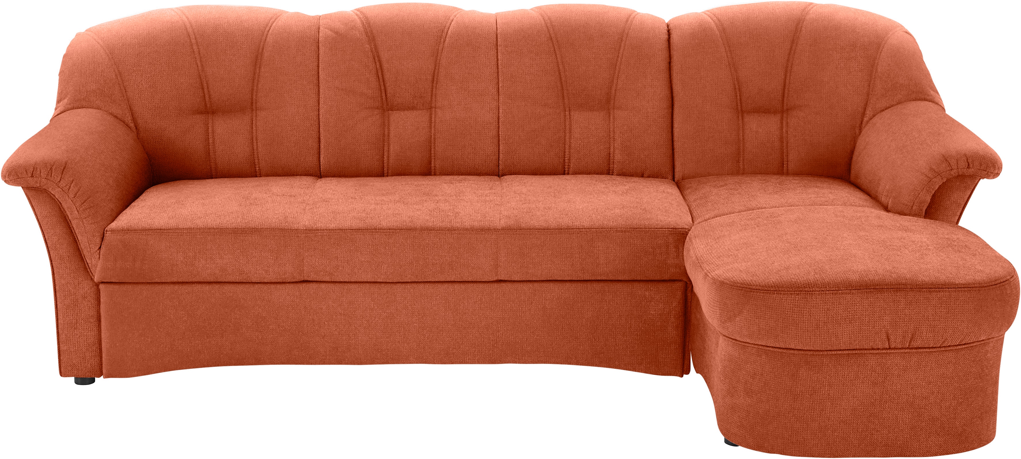 Ecksofa DOMO COLLECTION "Papenburg, zeitlose Rückensteppung, elegante Formensprache, L-Form", orange (terra), B:235cm H:84cm T:140cm, Kunstleder SOFTLUX;Luxus-Microfaser (100% Polyester);Struktur ( 90% Polyester, 10% Polyacryl);Microfaser PRIMABELLE...