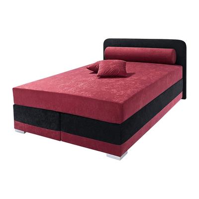 Boxspringbett MAINTAL "Lago", rot (bordeauxrot, schwarz), B:147cm L:210cm, Bezug Kopteil und seitliche Unterbox wahlweise Microvelours aus 100% Polyester oder Kunstleder, DIe Obermatratze ist bei beiden Bezugsqualitäten mit Microfaser (100%... Image
