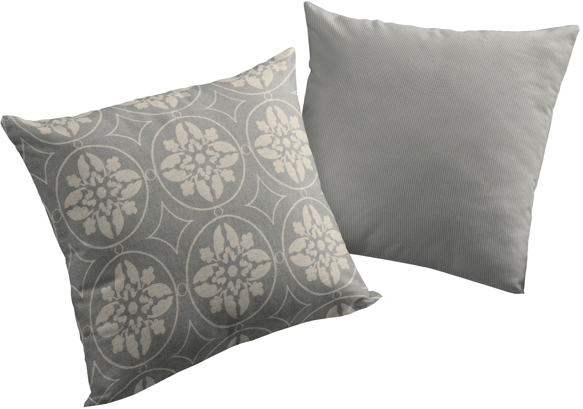 Dekokissen ADAM "Romantic Puligny A Light", grau (dunkelgrau, ornamente), B:50cm L:50cm, Baumwolle, Dekokissen_Sitzkissen_Kissenhüllen, mit großen Ornamenten, Wendekissenhülle ohne Füllung, 1 Stück