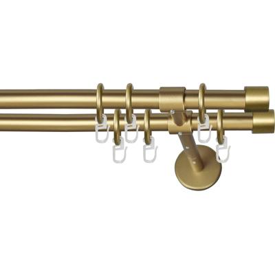 Gardinenstange GARESA "RUSTIKA", gold (mattgoldfarben), L:440cm Ø:16mm, Metall, Gardinenstangen, rustikale Vorhanggarnitur, verlängerbar, m. Ringe, Endkappe Image