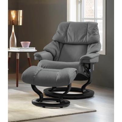 Relaxsessel STRESSLESS "Reno", grau (dunkelgrau dinamica), B:88cm H:98cm T:78cm, Leder BATICK: BATICK ist ein leicht korrigiertes, durchgefärbtes und genarbtes Möbelleder, bei dem die meisten Unebenheiten und Spuren in der Regel entfernt wurden.,... Image