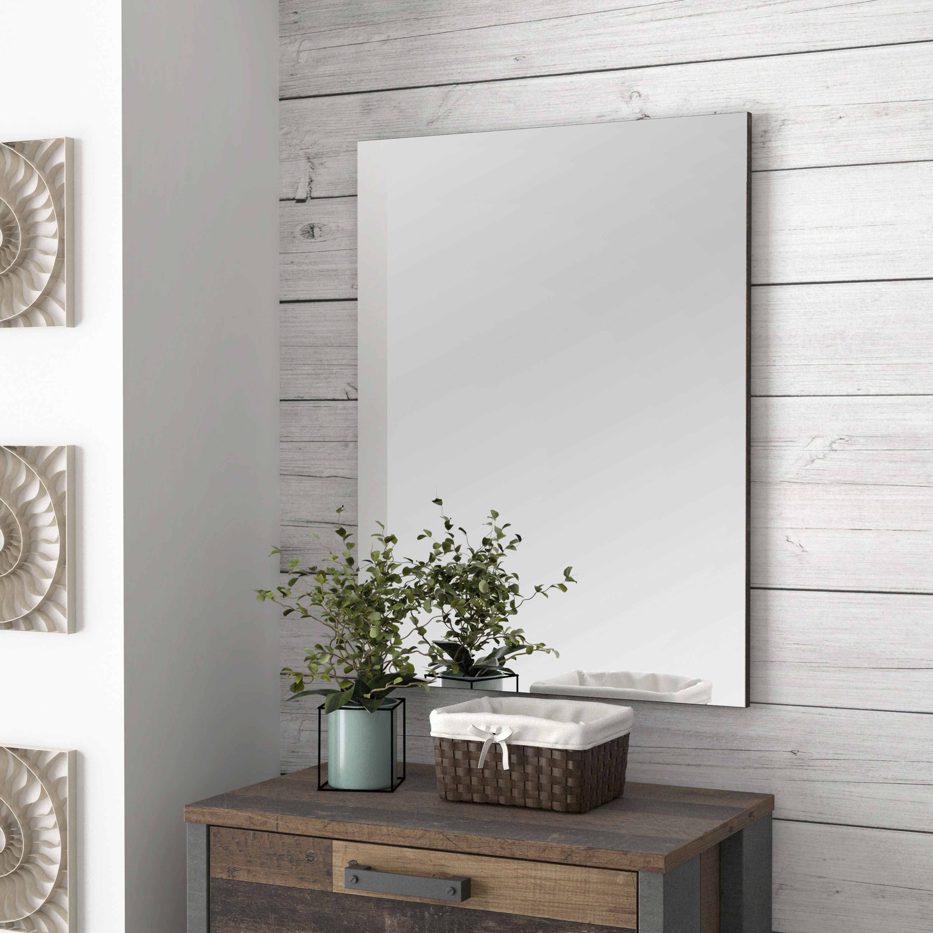 Garderobenspiegel FORTE "Clif", braun (old wood vintage), B:60cm H:80cm T:1,8cm, Glas, Holzwerkstoff, Spiegel, Garderobenspiegel, Breite ca. 60 cm