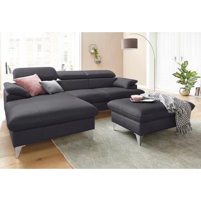 Polstergarnitur COTTA "Caluso L-Form", grau (fango), B:254cm, NaturLEDER (echtes Rindsleder) in Sitz und Rücken. Korpus in passendem Kunstleder SOFTLUX bezogen, Microfaser PRIMABELLE (100% Polyester), Kunstleder SOFTLUX, Sitzmöbel-Sets, Set... Image