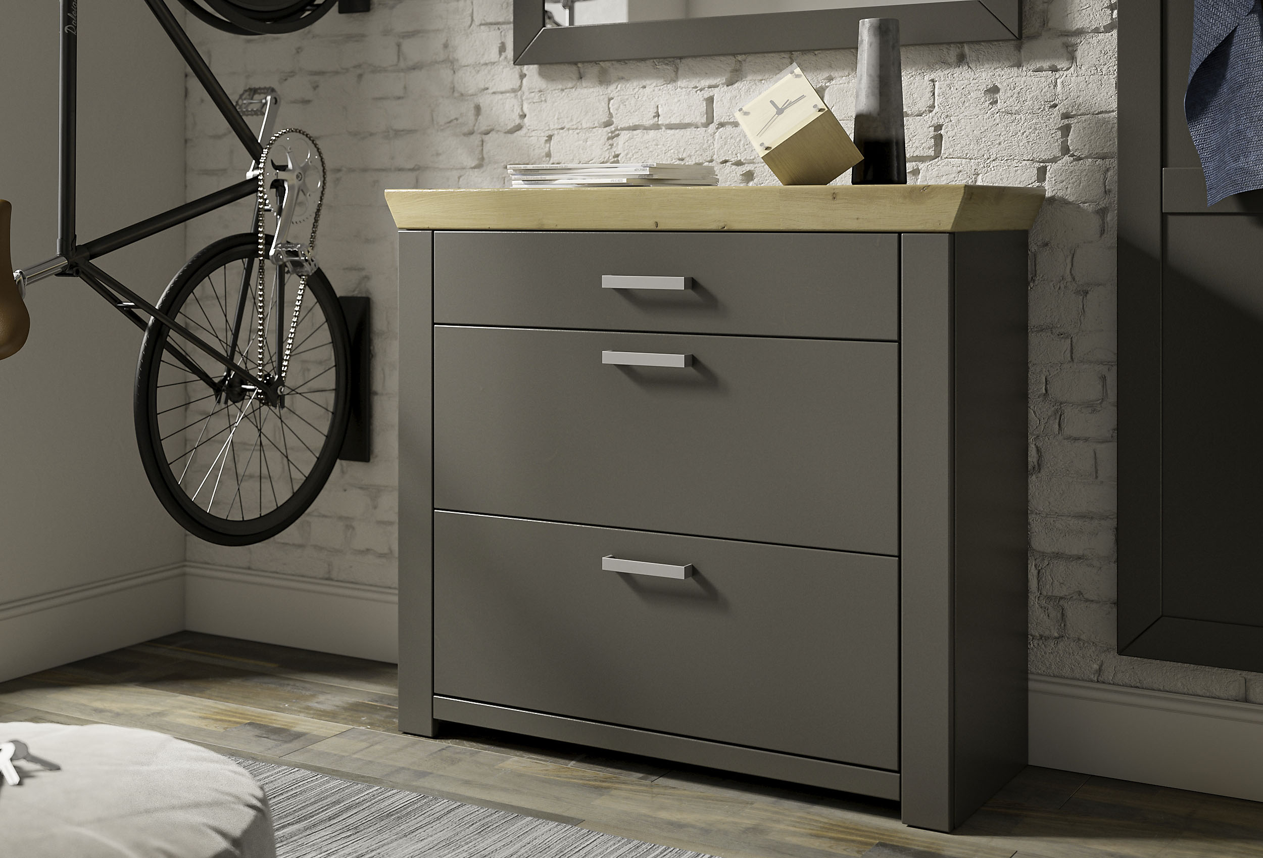 Schuhkommode "GA 15", grau (grau anthrazit, eiche artisan), B:104,5cm H:93,4cm T:42,2cm, Spanplatte, SET ONE BY MUSTERRING, Sideboards, Schuhkommode