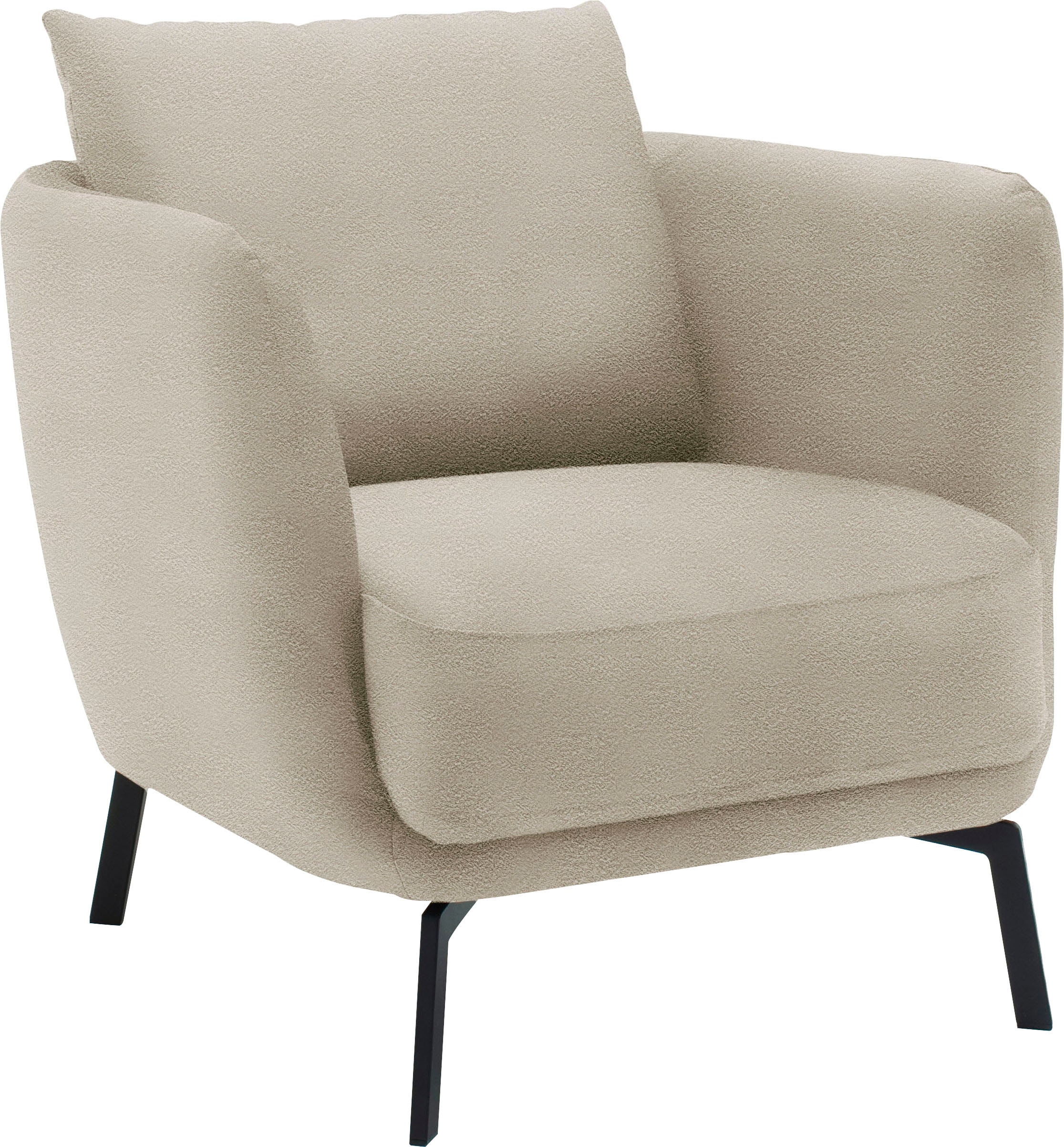 Sessel "Pearl - 5 Jahre Hersteller-Garantie", beige (natur), B:86cm H:68cm T:86cm, 96% Polyester, 4% Polyacryl, SCHÖNER WOHNEN-KOLLEKTION, Sessel, Sessel, Maße (B/H/T): 86/68/86 cm, auch in Bouclé, Füße Metall