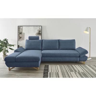 Ecksofa INOSIGN "City/Giron, L-Form", blau (denim), B:284cm H:104cm T:166cm, 100% PES, Schwer entflammbar (BS 5852-0/ EN 1021-1), Gramatur 370g/ qm +/- 5%, Sofas, verstellbare Armlehnen mit Rasterfunktion Image