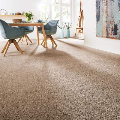 Teppichboden ANDIAMO "Softness, Velours, Made in Belgium", braun (schlamm), B:400cm H:17mm L:700cm, Kunstfaser, Teppiche, Uni Farben, Breite 400 cm, besonders weich, Wohnzimmer, Schlafzimmer Image