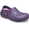 Clog CROCS "Classic Lined Clog", Kinder, Gr. 23, nightshade, Basic, Schuhe, Kindergartenschuh, Hausschuh mit kuscheligem Futter