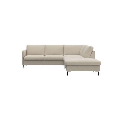 Ecksofa FLEXLUX "Fiore, L-Form", weiß (sanftes weiß), B:234cm H:85cm T:225cm, 100% Polyester, Sofas, schmale Armlehnen, Füße Alu/schwarz, B/T 234/225cm, Kaltschaum im Sitz Image