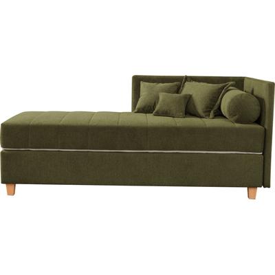 Schlafsofa ALINA "Kona", grün (dunkelgrün gcp 333), B:201cm H:90,5cm T:91cm, Chenille GCP (100% Polyester), Sofas, 7-Zonen Taschenfederkernmatratze, Zierkissen-Set und Schlummerrollen Image