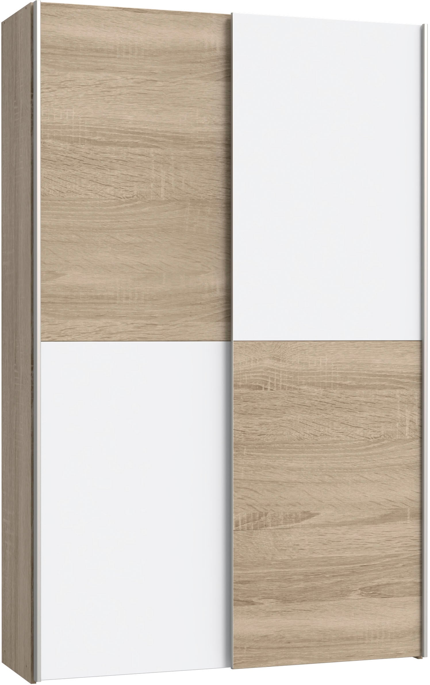 Wäscheschrank HOME AFFAIRE "Ozzula, Mehrzweckschrank, Schwebetürenschrank, Garderobenschrank", weiß (sonoma eiche, weiß), B:120,1cm H:190,5cm T:41,6cm, FSC-zertifizierter Holzwerkstoff, Schränke, FSC zertifiziert, variable Inneinteilung, 42cm tief,... Image