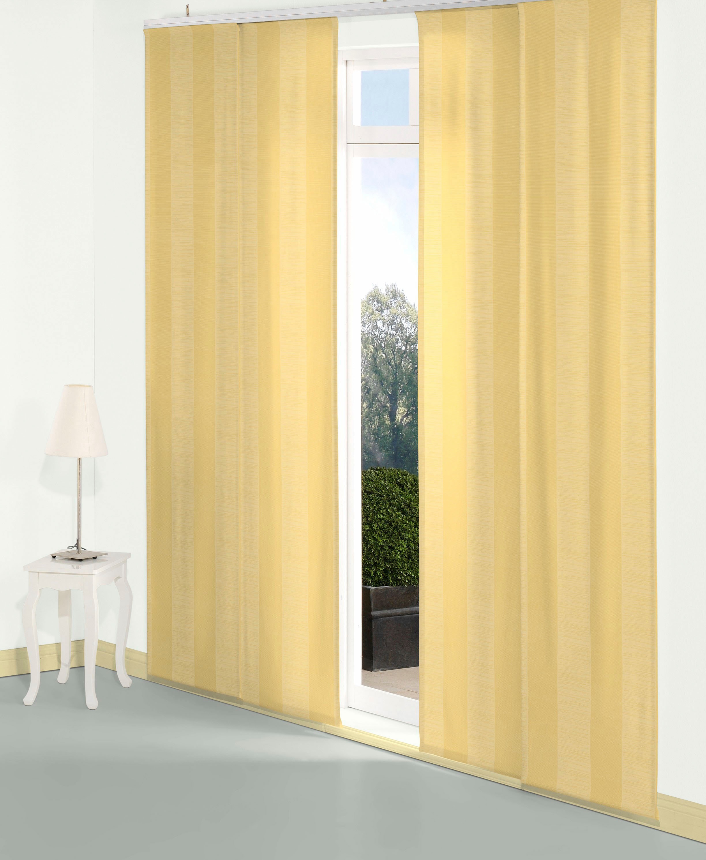 Schiebegardine WIRTH "Niederau" Gr. 1, gold (goldfarben), B:60cm H:145cm, Jacquard, Polyacryl, Polyester, Gardinen Image