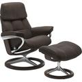 Hocker STRESSLESS "Ruby", braun (braun batick), B:53cm H:41cm T:39cm, Leder BATICK: durchgefärbtes und genarbtes Möbelleder, Leder PALOMA: durchgefärbtes Semianilin-Möbelleder, Hocker, mit Signature Base, Gestell Eiche, Wenge, Braun & Schwarz
