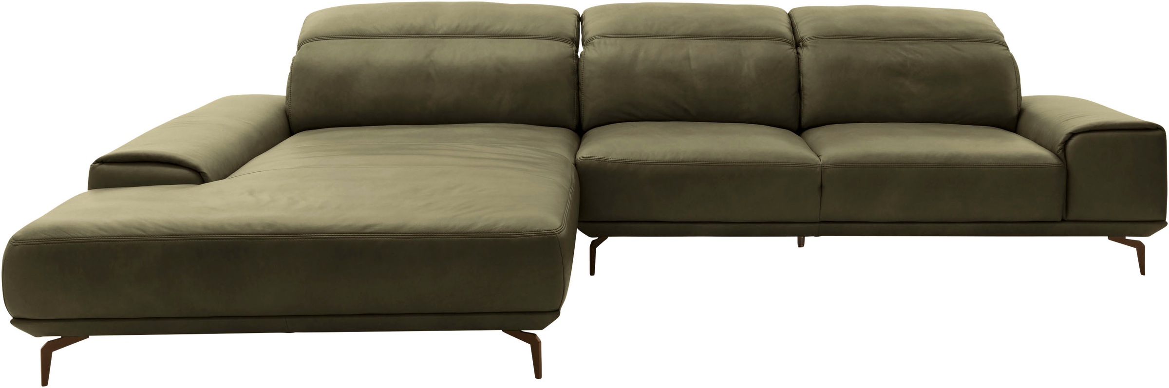 Wohnlandschaft MUSTERRING "MR 2490", braun (cognac, b), B:342cm T:207cm, Sofas, Bronze-Fuß Sitzhöhe 46cm, wahlweise mit Funktionen, Maße 342 x 207 cm