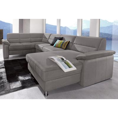 Wohnlandschaft SIT & MORE "Ascara U-Form", grau (delphin), B:312cm H:85cm T:204cm, NaturLeder in Sitz und Rücken, Korpus ist mit passendem Kunstleder bezogen., Luxus-Microfaser (100% Polyester), Softlux-Kunstleder, Primabelle-Microfaser (100%... Image