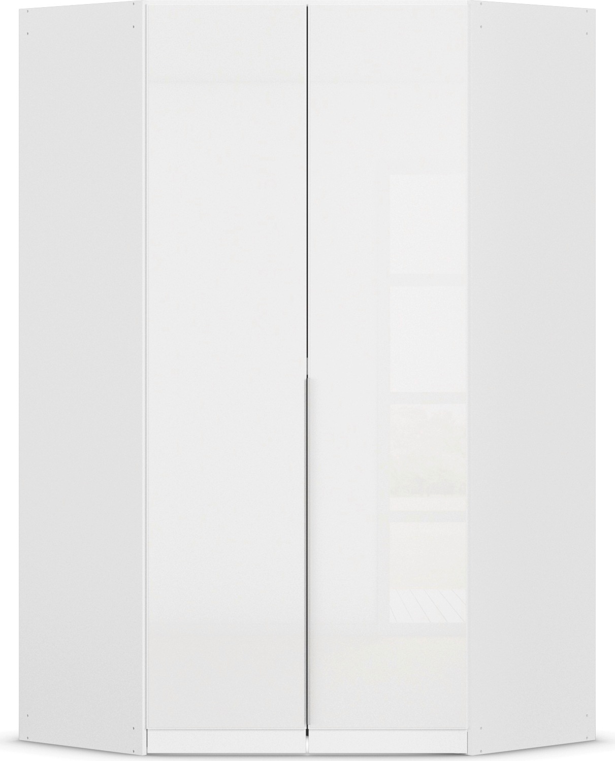 Eckkleiderschrank RAUCH "Kleiderschrank Schrank Ankleidezimmer Schlafzimmer Garderobe AGORDO", weiß (alpinweiß, glas kristallweiß), B:117cm H:229cm T:117cm, Holzwerkstoff, Schränke, Eckkleiderschrank, mit Glastüren, voll ausgestattet mit viel...