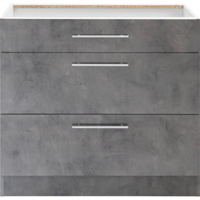 Unterschrank WIHO KÜCHEN "Cali", grau (front und korpus: betonfarben), B:90cm H:82cm T:57cm, Schränke, 90 cm breit, mit 2 großen Auszügen ohne Arbeitsplatte Image