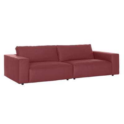 Big-Sofa MUSTERRING "LUCIA", rot (cherry puro), B:292cm H:81cm T:124cm, Flachgewebe FLORIS (100% Polyester), Flachgewebe VALMONT (60% Baumwolle/ 40% Leinen), Microfaser CRONA (100% Polyester), Sofas, in vielen Qualitäten und 4 unterschiedlichen... Image