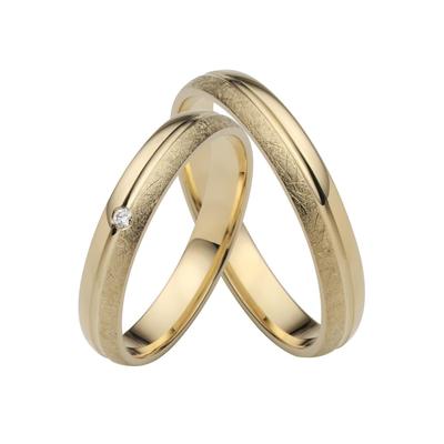 Trauring FIRETTI "Schmuck Geschenk Gold 750 Hochzeit Ehering "LIEBE" Gr. 70, gold (gelbgoldfarben), Fingerringe, 70, 0,015 ct SI = kleine Einschlüsse mit Brillant, Gelbgold 375, 3,5mm, Made in Germany, wahlweise mit oder ohne Brillant Image