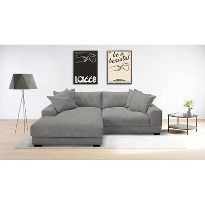 Ecksofa TRENDMANUFAKTUR "Zinal, aktuelles Design, mit 4 Zierkissen", grau, B:282cm H:86cm T:195cm, 88% Polyester, 12% Polyacryl, Sofas, mit extra softem Sitz, in trendiger Breitcord-Optik, L-Form, Topseller Image