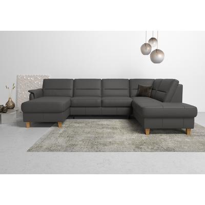 Wohnlandschaft HOME AFFAIRE "Palmera U-Form", braun (mocca), B:308cm H:89cm T:212cm, Luxus-Microfaser (100% Polyester), Struktur (100% Polyester), Luxus-Microfaser in Lederoptik (100% Polyester), Sofas, Federkern, wahlweise mit Bettfunktion und... Image