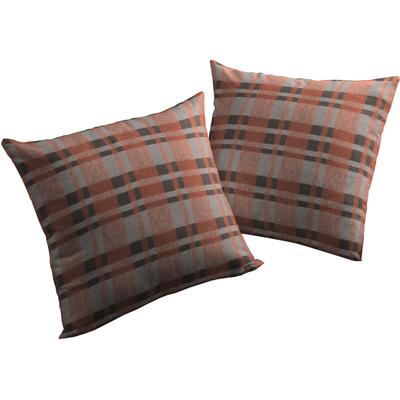 Dekokissen WIRTH "Laufenberg" Gr. 3, orange (terrakotta, kariert), B:40cm L:60cm, Polyester, Baumwolle, Dekokissen_Sitzkissen_Kissenhüllen, Kissenhülle ohne Füllung, 2 Stück Image