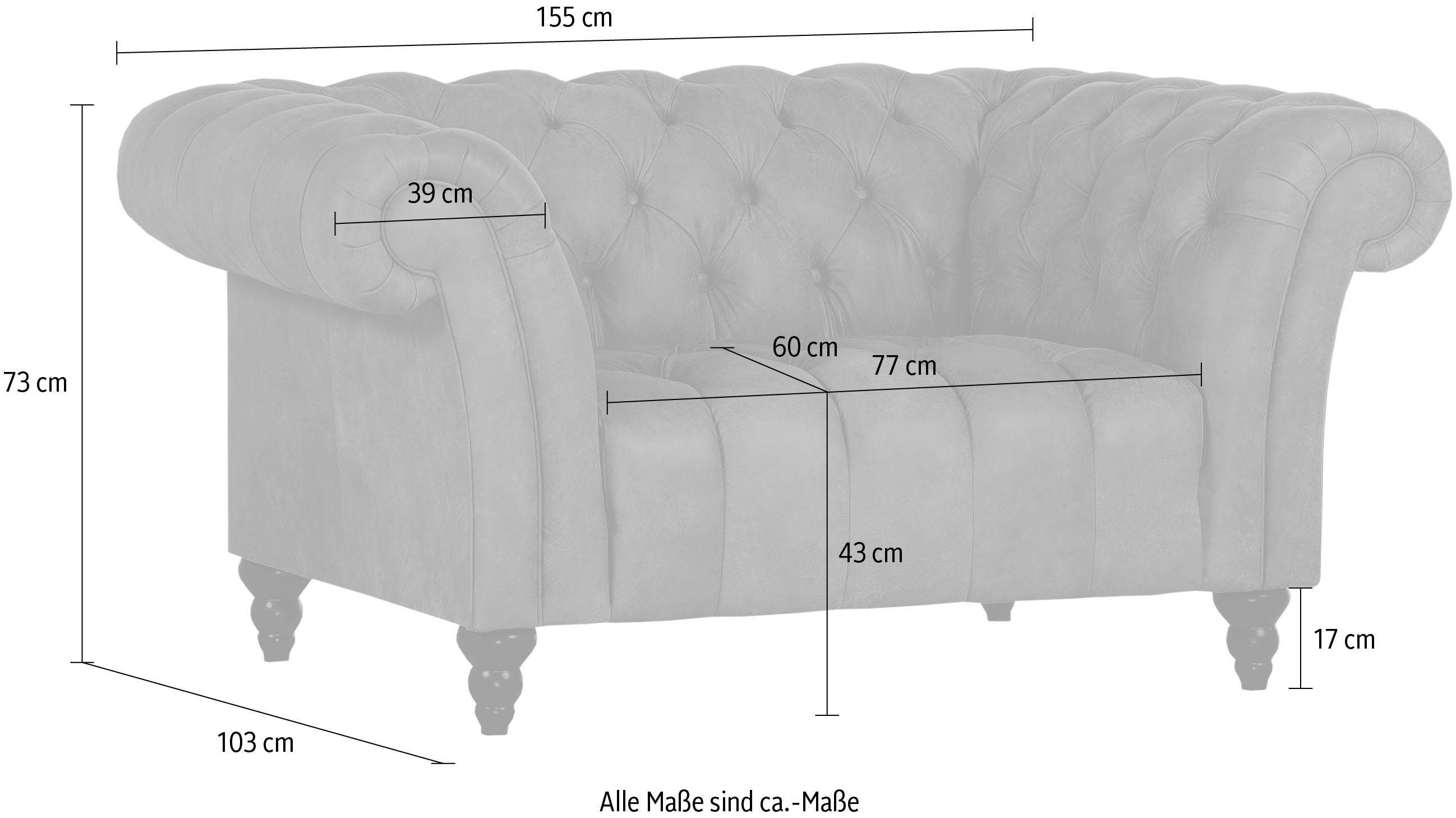 Sessel GUTMANN FACTORY "Amazonas", braun (cognac), B:155cm H:73cm T:103cm, Sessel, Lounge-Sessel Chesterfield Sessel, aus Anilinleder