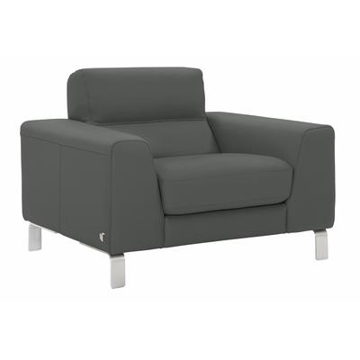 Sessel CALIA ITALIA "Simon Loungesessel, Designsessel, sehr bequem", grau, B:112cm H:81cm T:94cm, Leder SORRENTO, pigmentiertes Glattleder, Leder BULL, pigmentiertes Dickleder, Sessel, Einzelsessel Ledersessel, in zwei Lederqualitäten Image