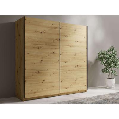 Kleiderschrank HOME AFFAIRE "Kleiderschrank Fresno mit 5 Einlegeböden und Kleiderstange", beige (natur), B:150,6cm H:207cm T:61,5cm, Melamin, Schränke, Garderobe mit 2 Schwebetüren, B/H/T 150/207/62 cm Image