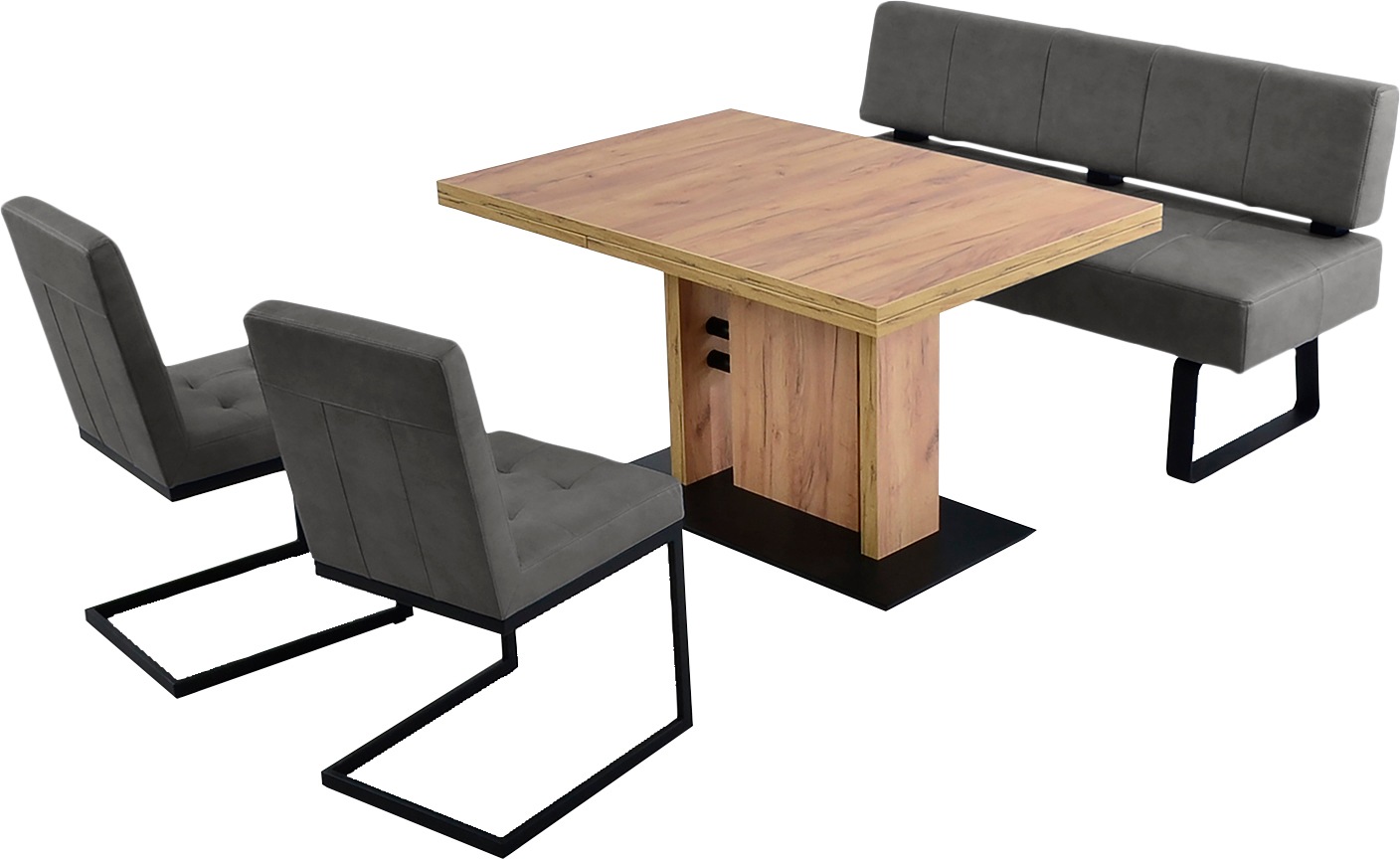 Polsterbank K+W KOMFORT & WOHNEN "Spider II", grau (anthrazit 88, schwarz), B:160cm H:88cm T:67cm, Sitzbänke, Polsterbank, Sitzsteppung, bequem durch Sandwichbauweise, Metallkufe in schwarz