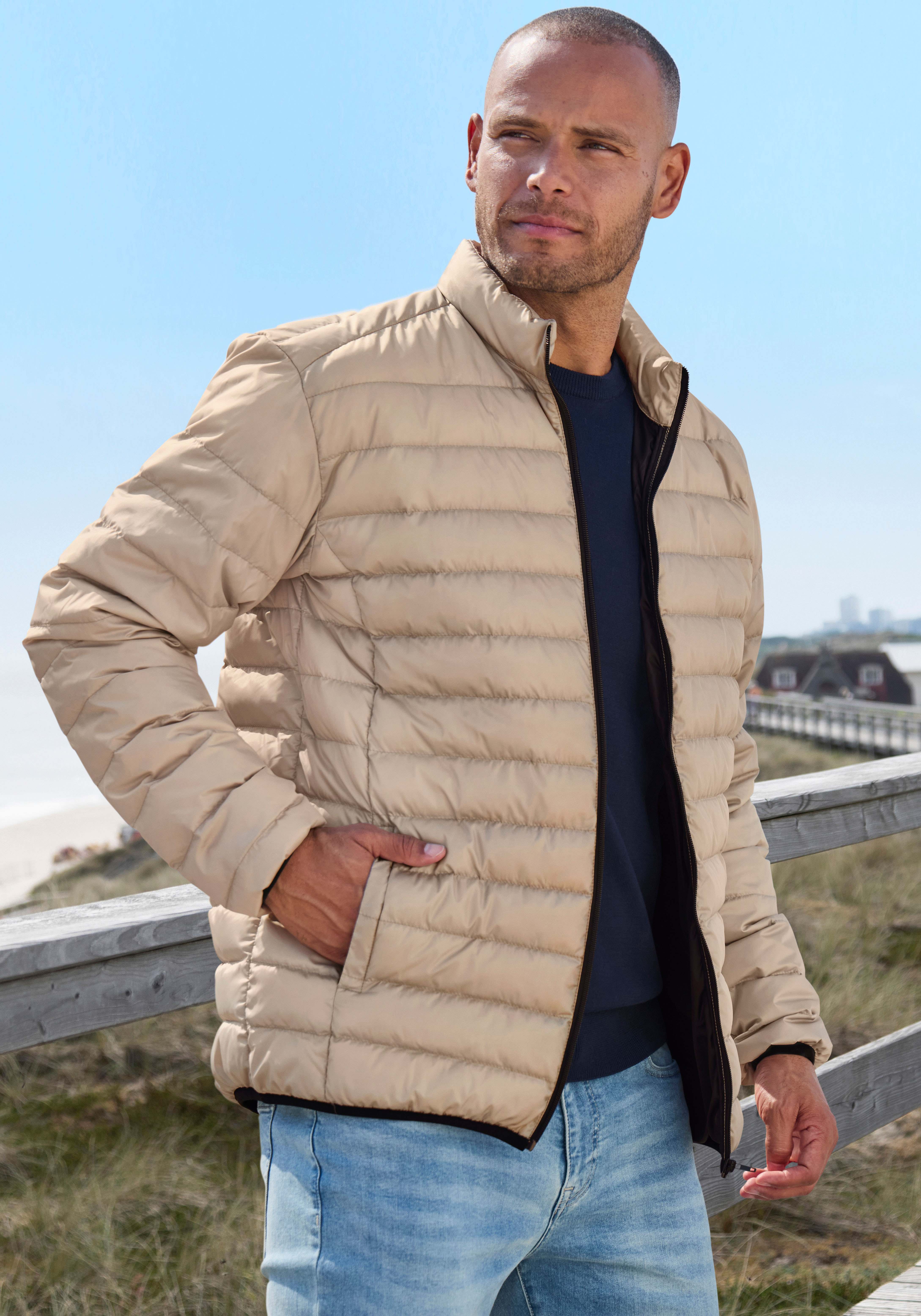 Steppjacke H.I.S, Damen, Gr. M (48/50), beige (sand), Obermaterial: 100% Polyester. Futter: 100% Polyester, unifarben, Basic, Jacken Steppjacke, leicht und gut zu verstauen