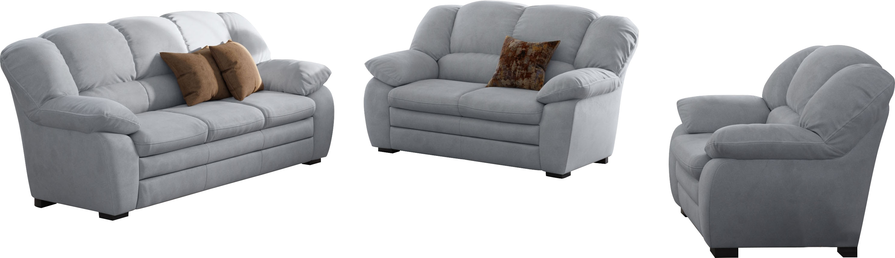 Polstergarnitur COTTA "Casino", grau (smoke,), H:88cm T:92cm, FSC-zertifizierter Holzwerkstoff, Sitzmöbel-Sets, Sessel, 2-Sitzer, 2,5-Sitzer, hohe Rückenlehne