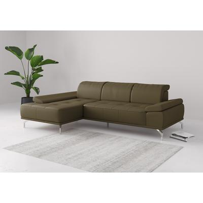 Ecksofa PLACES OF STYLE "Caluna", grün (olive), B:280cm H:81cm T:174cm, Sofas, Inkl.Sitztiefenverstellung, wahlweise mit Kopf- und Armteilverstellung Image